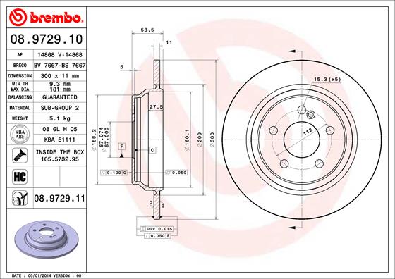 BREMBO Hátsó féktárcsa 08.9729.11_BREMBO