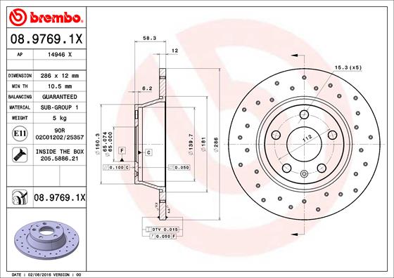 BREMBO Féktárcsa, mind 08.9769.1X_BREMBO