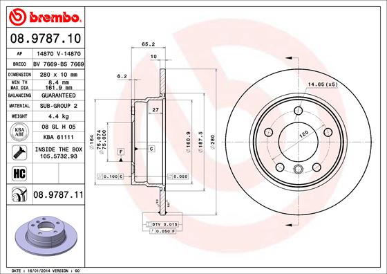 BREMBO Hátsó féktárcsa 08.9787.11_BREMBO