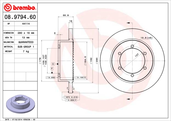 BREMBO Hátsó féktárcsa 08.9794.60_BREMBO