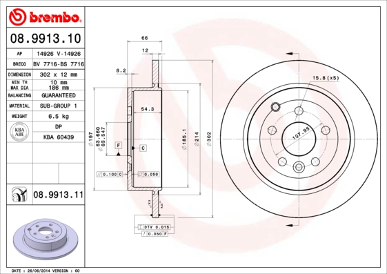 BREMBO Hátsó féktárcsa 08.9913.11_BREMBO