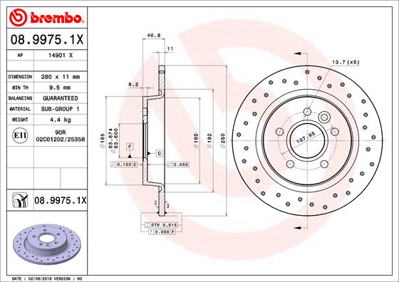 BREMBO Féktárcsa, mind 08.9975.1X_BREMBO