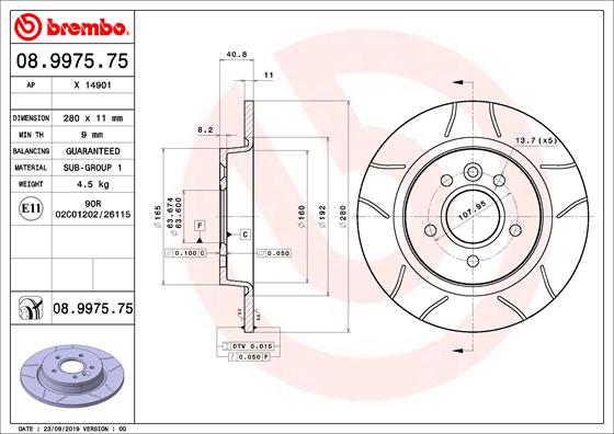 BREMBO Féktárcsa, mind 08.9975.75_BREMBO