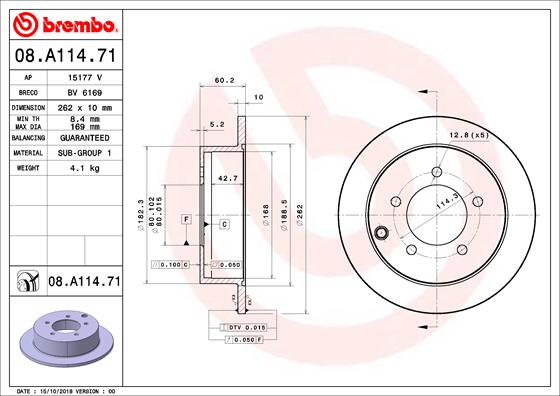 BREMBO Féktárcsa, mind 08.A114.71_BREMBO