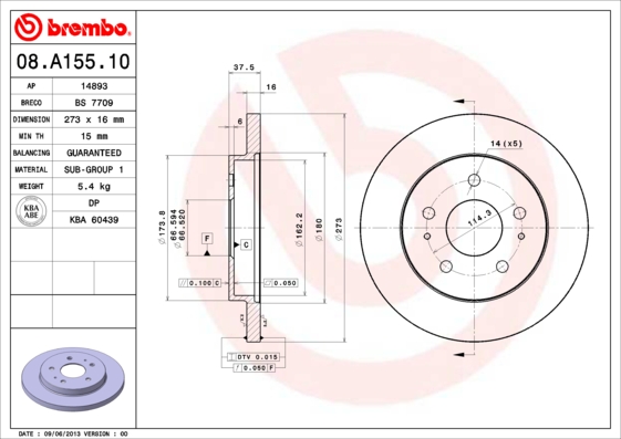 BREMBO Első féktárcsa 08.A155.10_BREMBO