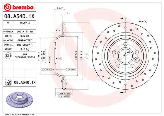 BREMBO Féktárcsa, mind 08.A540.1X_BREMBO