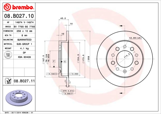 BREMBO Hátsó féktárcsa 08.B027.11_BREMBO