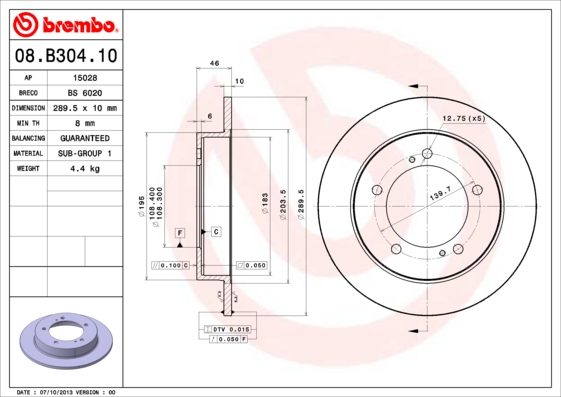 BREMBO Első féktárcsa 08.B304.10_BREMBO