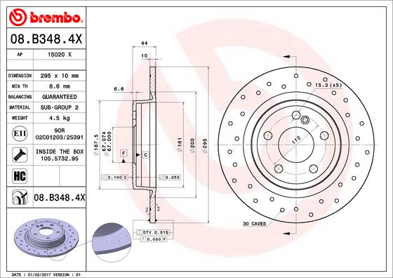 BREMBO Féktárcsa, mind 08.B348.4X_BREMBO