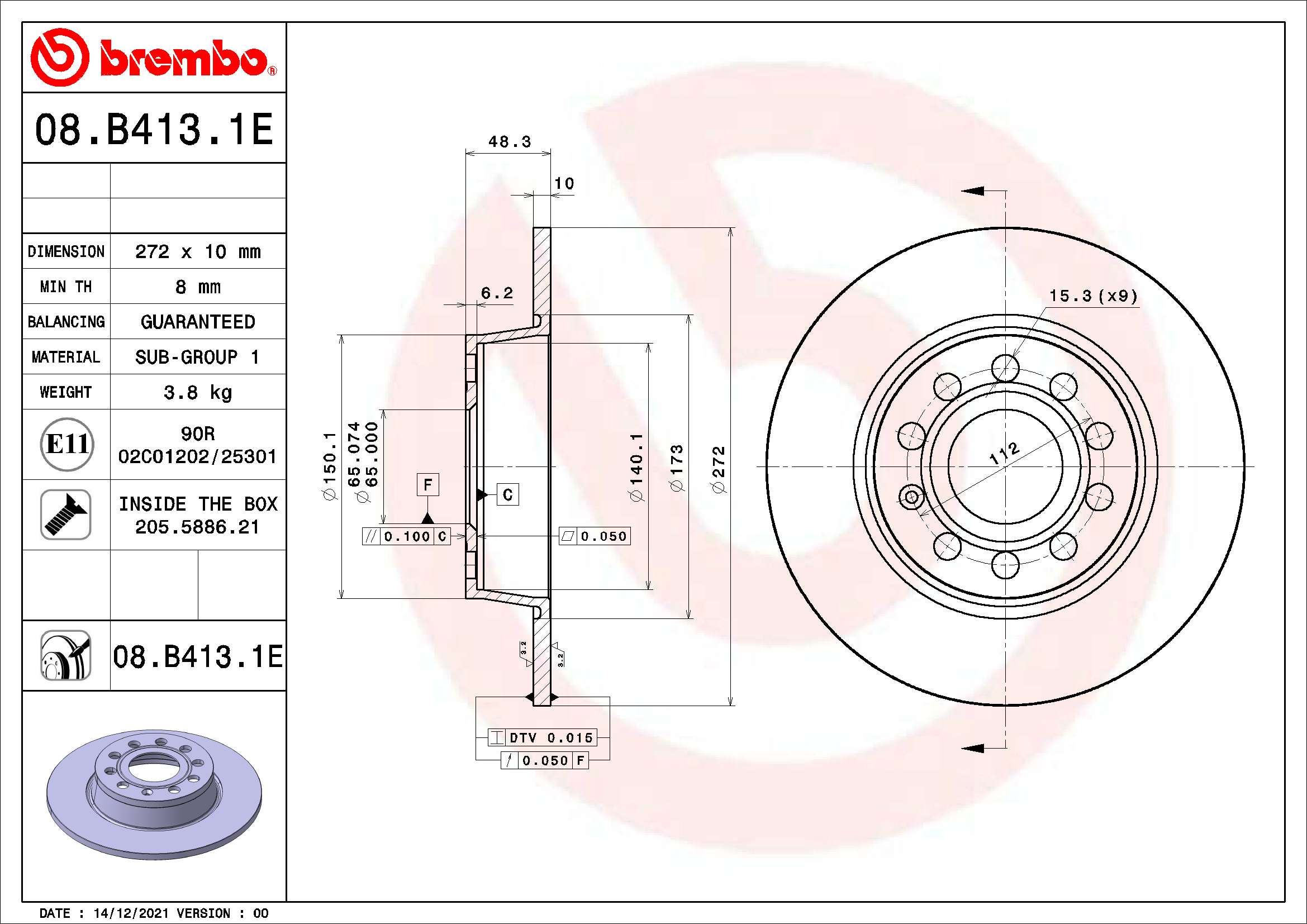 BREMBO Féktárcsa + fékbetét KT08025_BREMBO