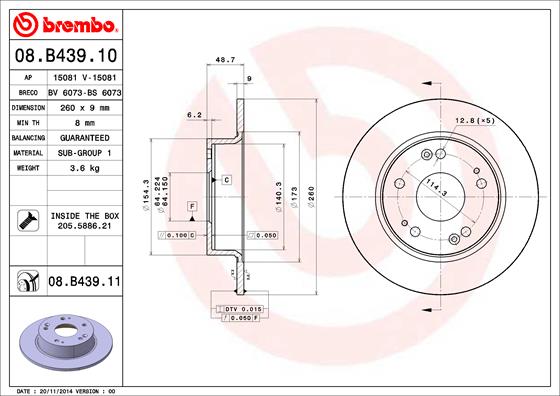 BREMBO Féktárcsa, mind 08.B439.11_BREMBO