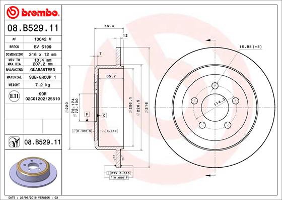 BREMBO Féktárcsa, mind 08.B529.11_BREMBO