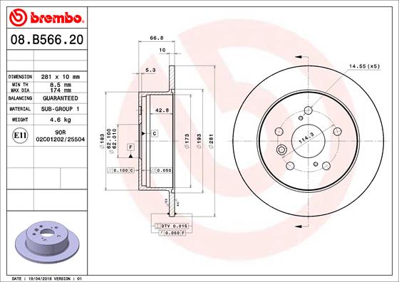 BREMBO Féktárcsa, mind 08.B566.21_BREMBO