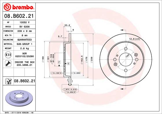 BREMBO Féktárcsa, mind 08.B602.21_BREMBO