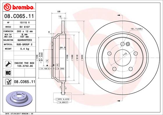 BREMBO Hátsó féktárcsa 08.C065.11_BREMBO