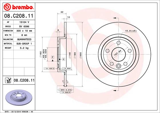 BREMBO Hátsó féktárcsa 08.C208.11_BREMBO