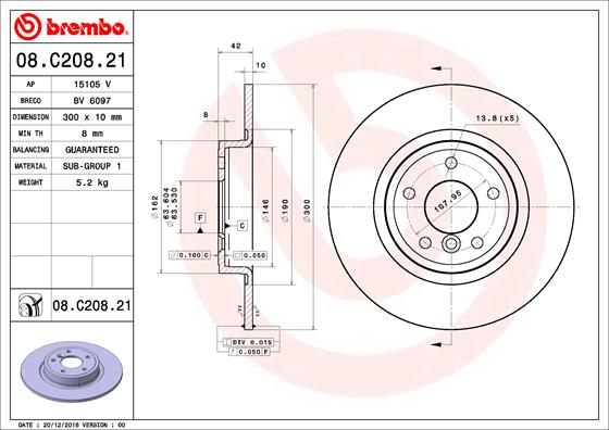 BREMBO Féktárcsa, mind 08.C208.21_BREMBO