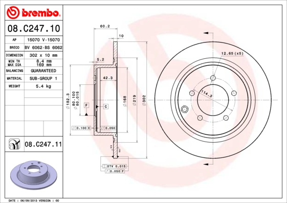 BREMBO Hátsó féktárcsa 08.C247.11_BREMBO