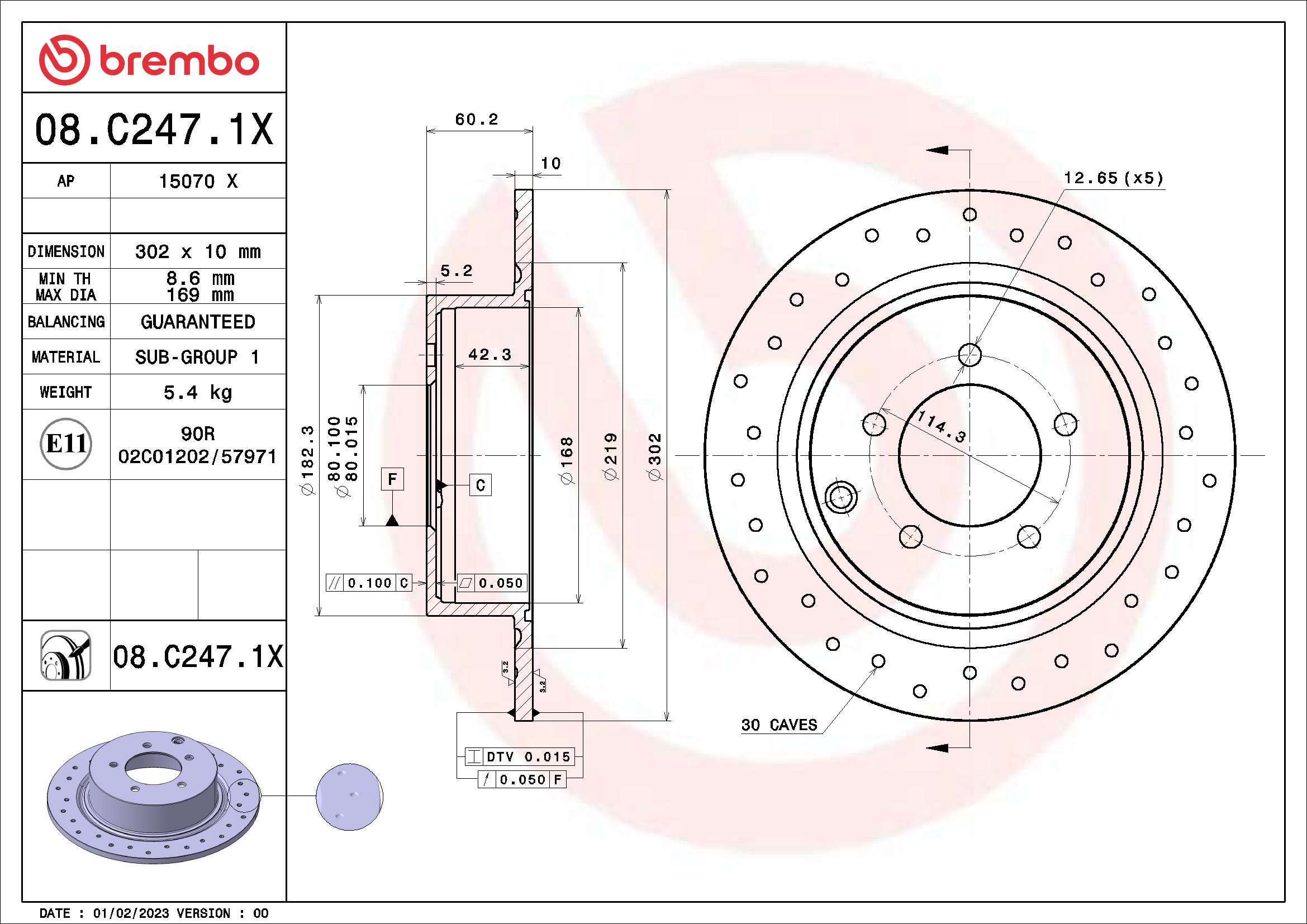 BREMBO Féktárcsa, mind 08.C247.1X_BREMBO