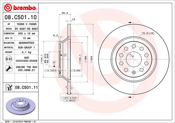 BREMBO Hátsó féktárcsa 08.C501.11_BREMBO