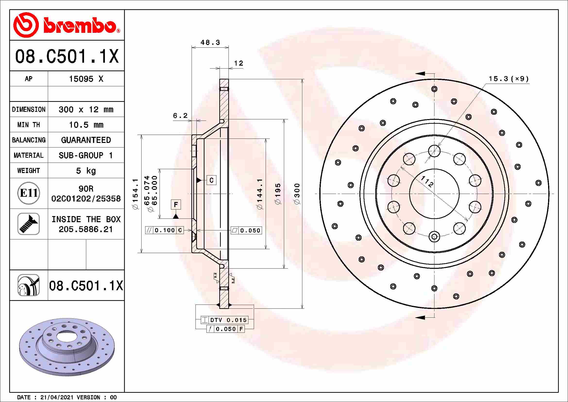 BREMBO Féktárcsa, mind 08.C501.1X_BREMBO