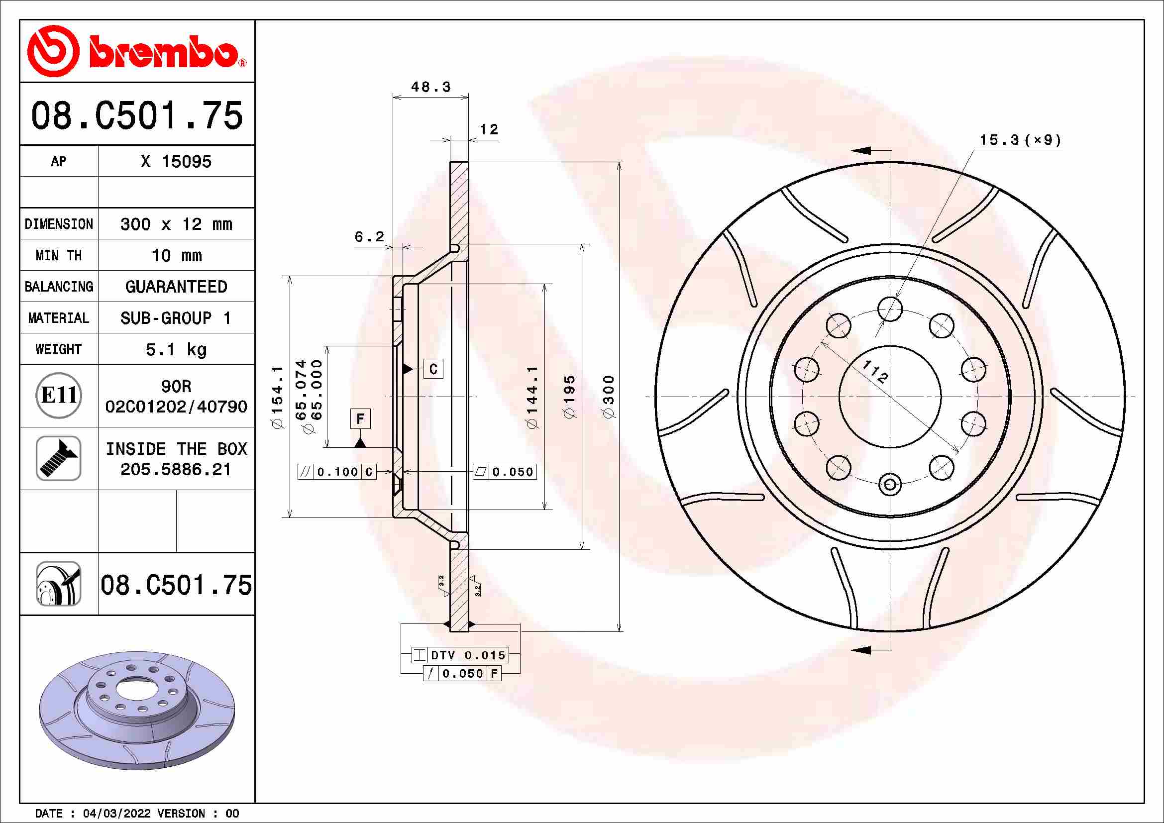 BREMBO Féktárcsa, mind 08.C501.75_BREMBO