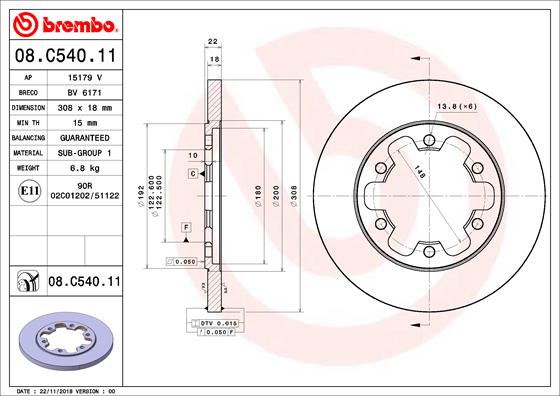 BREMBO Féktárcsa, mind 08.C540.11_BREMBO