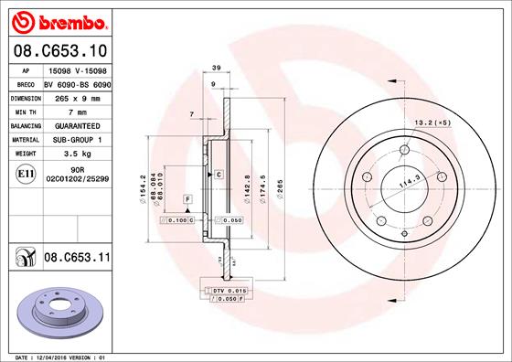 BREMBO Hátsó féktárcsa 08.C653.11_BREMBO