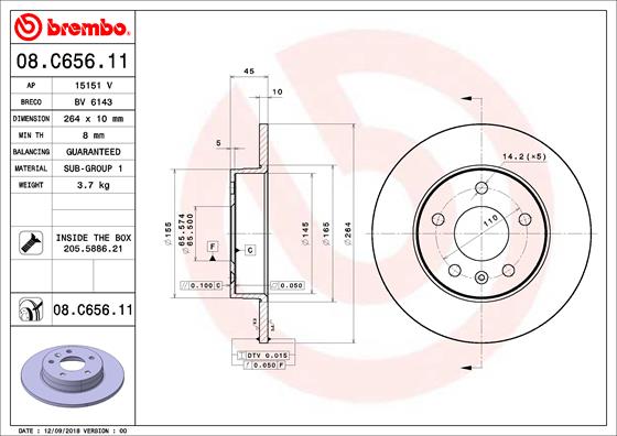 BREMBO Féktárcsa, mind 08.C656.11_BREMBO