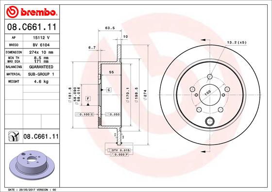 BREMBO Féktárcsa, mind 08.C661.11_BREMBO