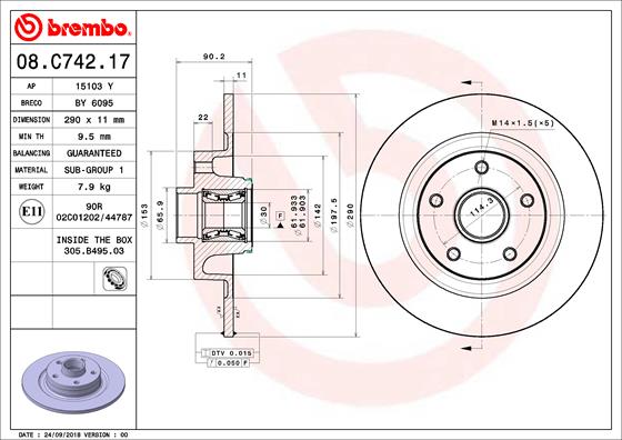 BREMBO Féktárcsa, mind 08.C742.17_BREMBO