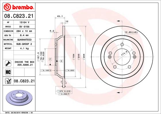 BREMBO Féktárcsa, mind 08.C823.21_BREMBO