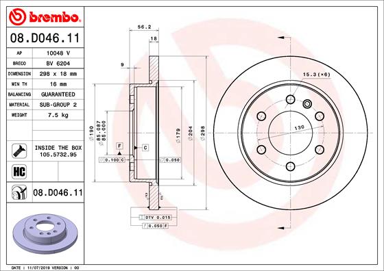 BREMBO Féktárcsa, mind 08.D046.11_BREMBO