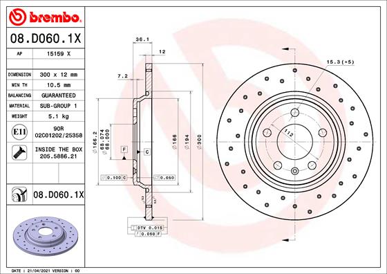 BREMBO 08.D060.1X_BREMBO Féktárcsa, mind