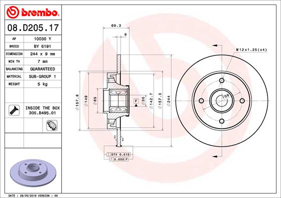 BREMBO Féktárcsa, mind 08.D205.17_BREMBO