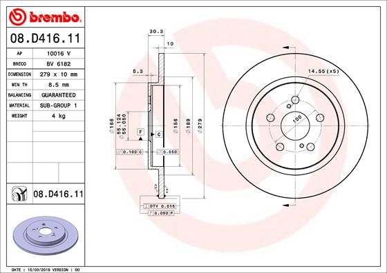 BREMBO Féktárcsa, mind 08.D416.11_BREMBO