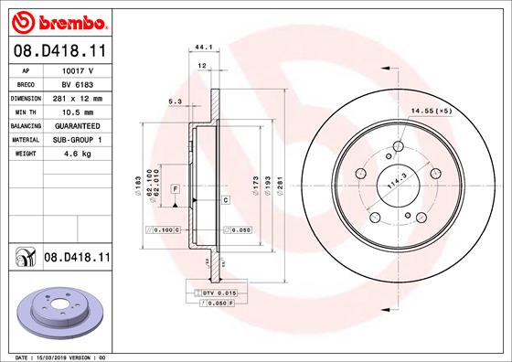 BREMBO Féktárcsa, mind 08.D418.11_BREMBO