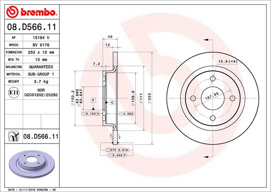 BREMBO Féktárcsa, mind 08.D566.11_BREMBO