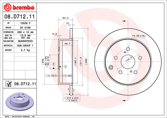 BREMBO Féktárcsa, mind 08.D712.11_BREMBO