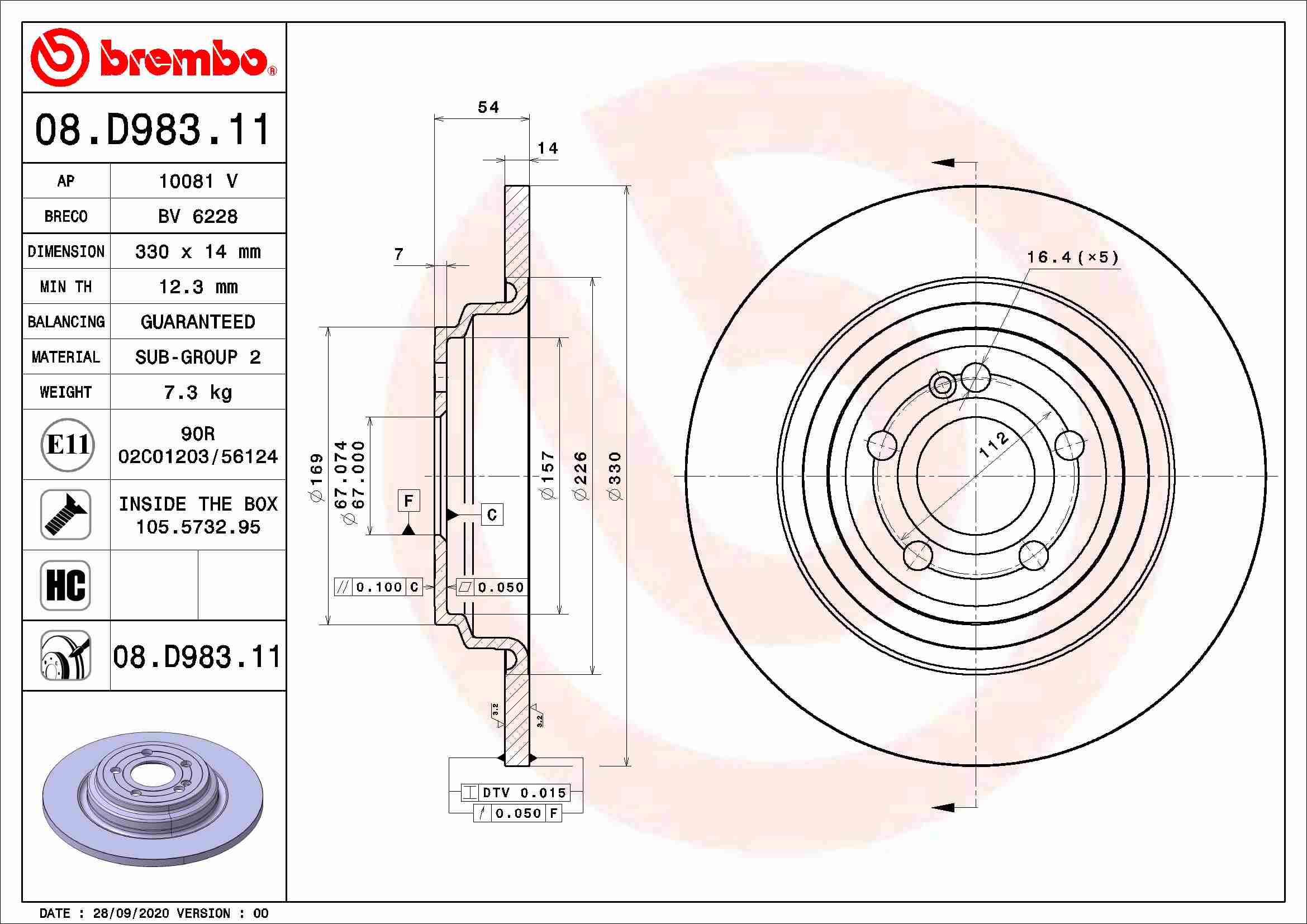 BREMBO Féktárcsa, mind 08.D983.11_BREMBO