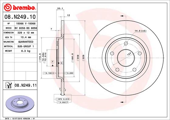 BREMBO Hátsó féktárcsa 08.N249.11_BREMBO