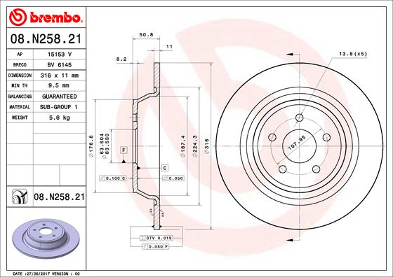 BREMBO Féktárcsa, mind 08.N258.21_BREMBO