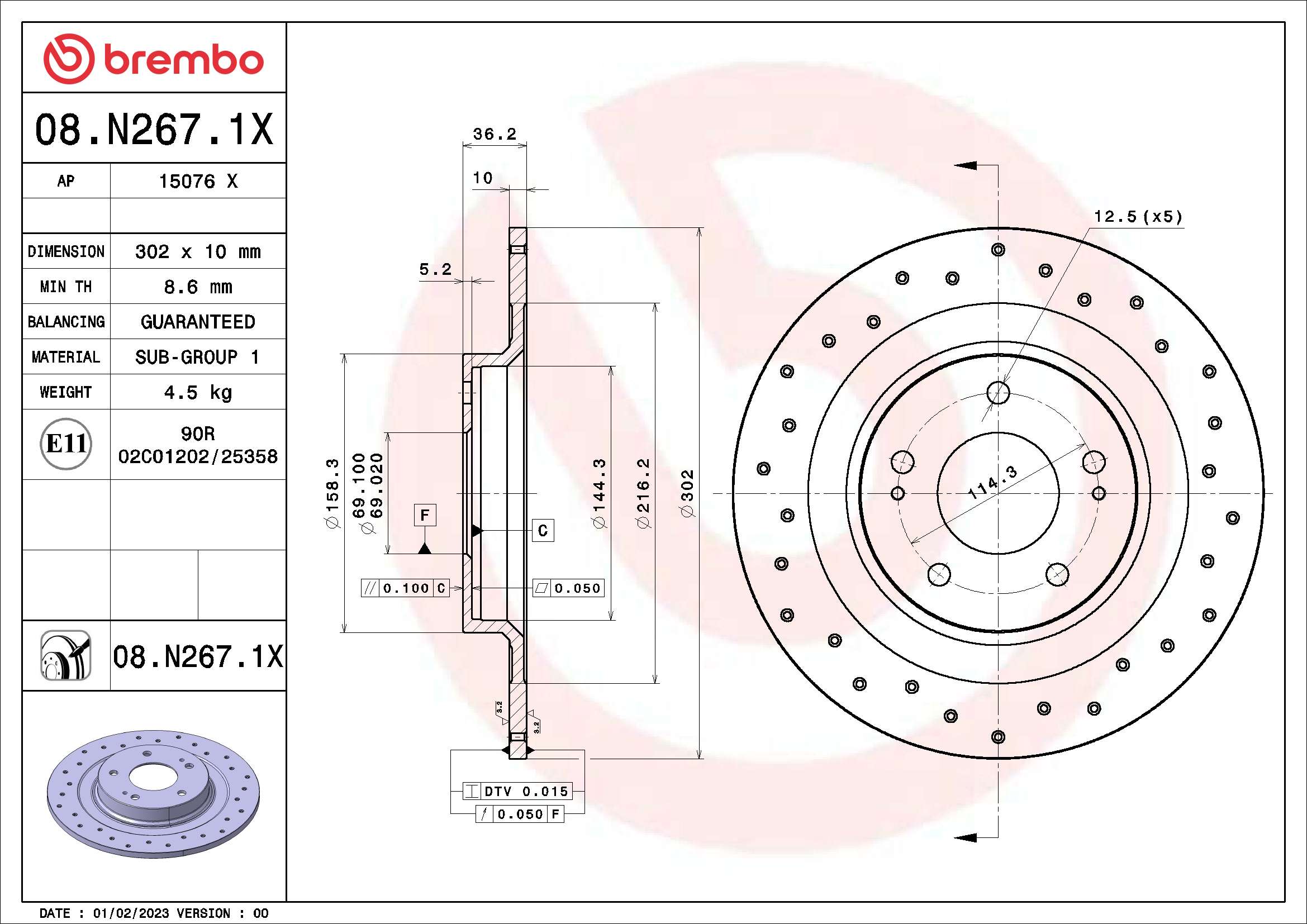 BREMBO Féktárcsa, mind 08.N267.1X_BREMBO