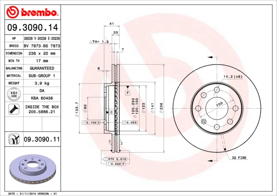 BREMBO Első féktárcsa 09.3090.11_BREMBO