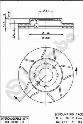 BREMBO Első féktárcsa 09.3148.75_BREMBO