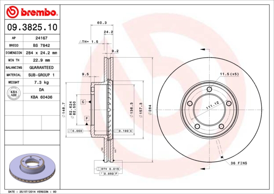 BREMBO Első féktárcsa 09.3825.10_BREMBO