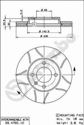 BREMBO Első féktárcsa 09.4765.75_BREMBO