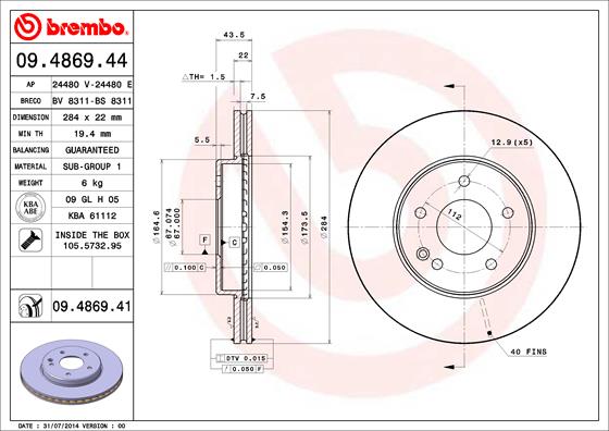 BREMBO Első féktárcsa 09.4869.41_BREMBO