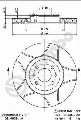 BREMBO Első féktárcsa 09.4939.75_BREMBO