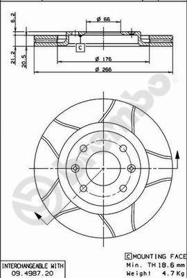 BREMBO Első féktárcsa 09.4987.76_BREMBO